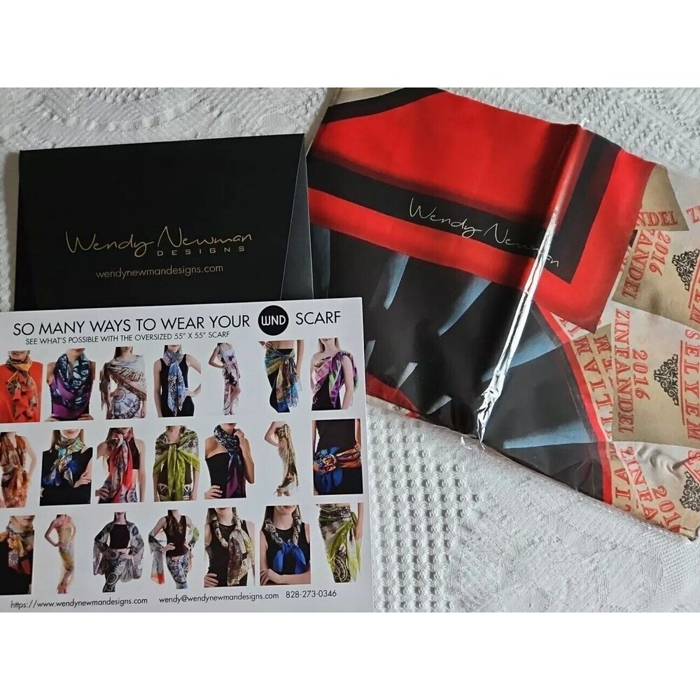 Wendy Newman Designs 2016 Zinfandel Russian River Valley Silk Scarf Sarong 55"